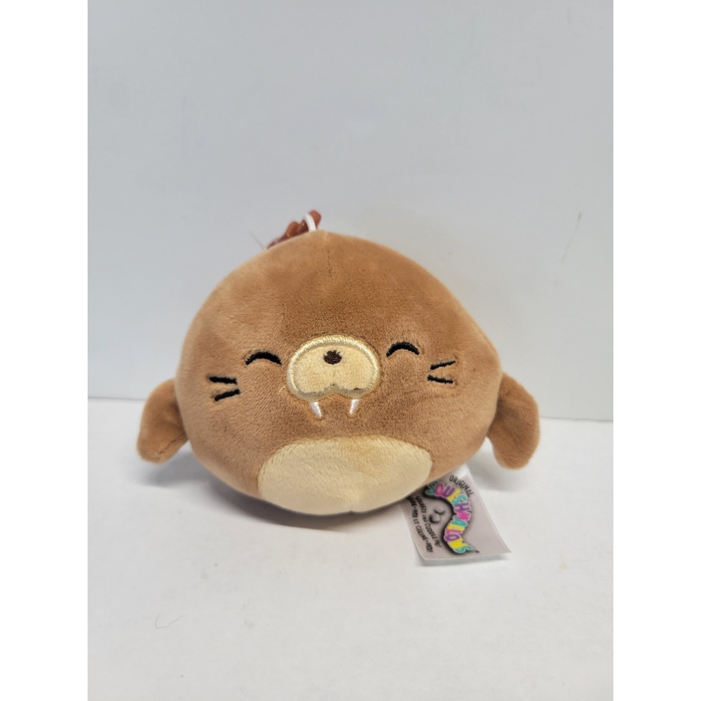 Squishmallows Bruce the Walrus 3.5" Plush Clip On Brown Kellytoy NWT S3.5-160